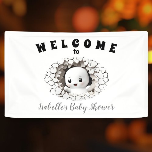 Little Boo Is Almost Due Funny Baby Shower Banner