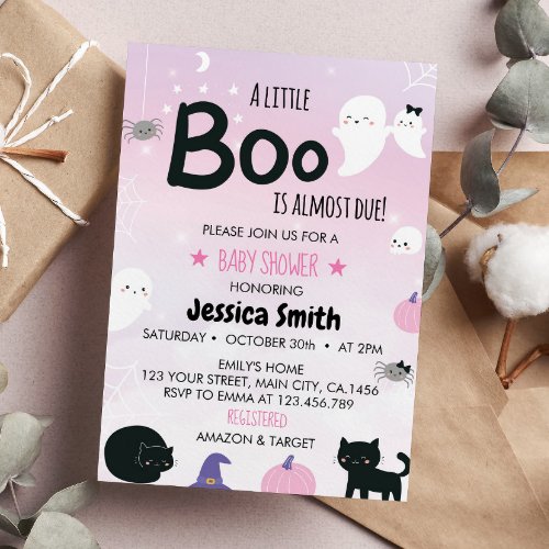 Little Boo Is Almost Due Ghost Baby Shower Invitation