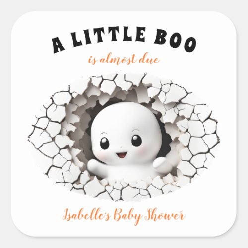Little Boo Is Almost Due Ghost Baby Shower Sticker
