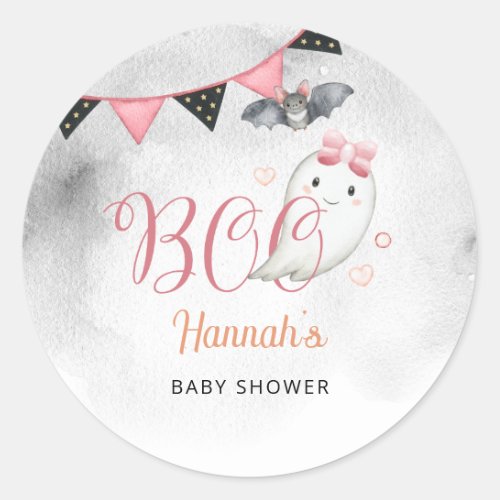 Little Boo is Almost Due Girl Baby Shower Favor Classic Round Sticker