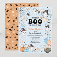 Little Boo is Almost Due Halloween Baby Shower Boy