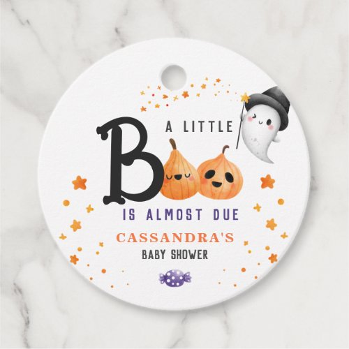 Little Boo Is Almost Due Halloween Baby Shower Favor Tags