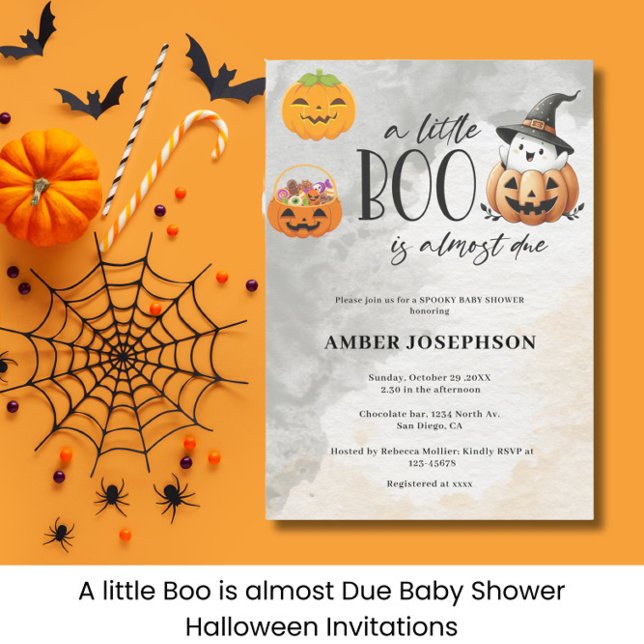 Little Boo is Almost Due Halloween  Baby Shower Invitation (Creator Uploaded)