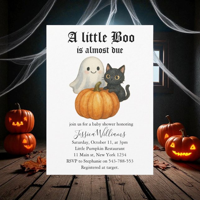 Little Boo Is Almost Due Halloween Baby Shower Invitation (Creator Uploaded)
