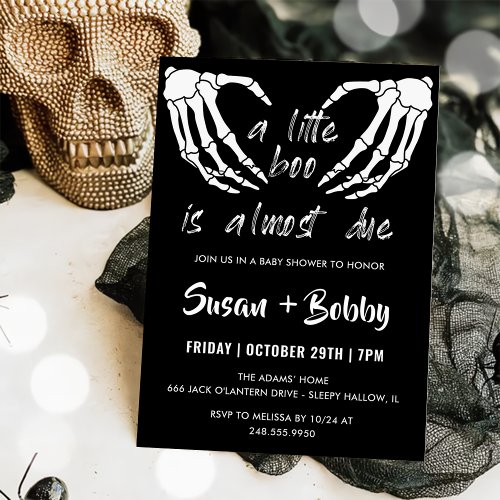 Little Boo Is Almost Due Halloween Baby Shower  Invitation