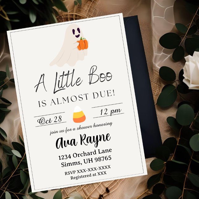 Little Boo Is Almost Due Halloween Baby Shower Invitation (Creator Uploaded)