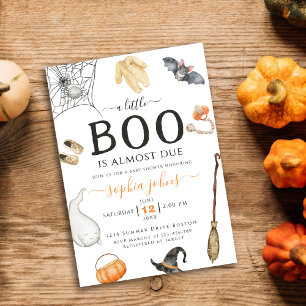 Little Boo is Almost Due Halloween Baby Shower Invitation