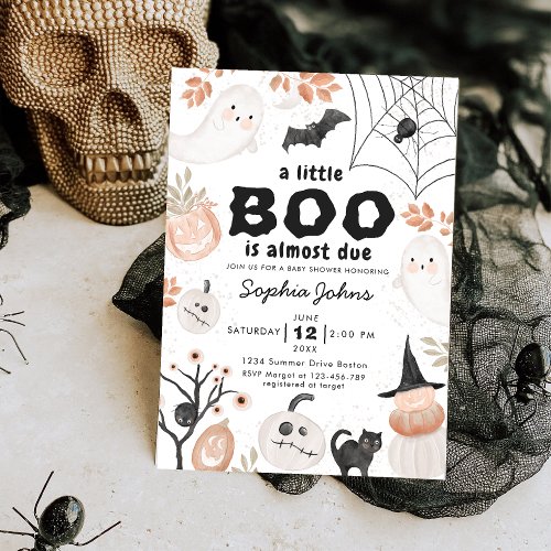Little Boo is Almost Due Halloween Baby Shower Invitation
