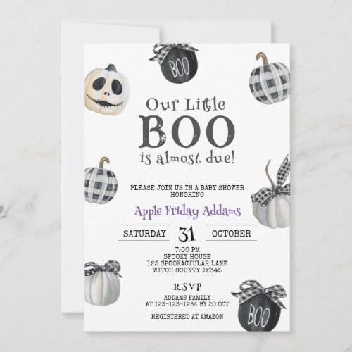 Little BOO is almost due Halloween Baby Shower Invitation