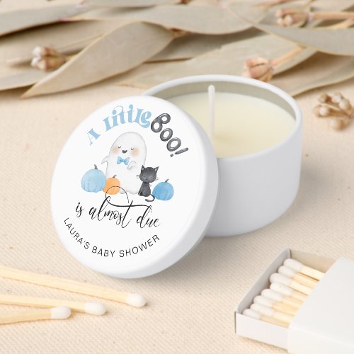 Little Boo is almost due Halloween baby shower Mini Candle Favors