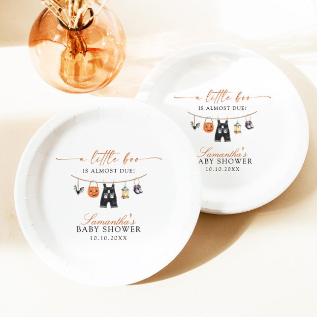 Little Boo Is Almost Due Halloween Baby Shower Paper Plates (Creator Uploaded)