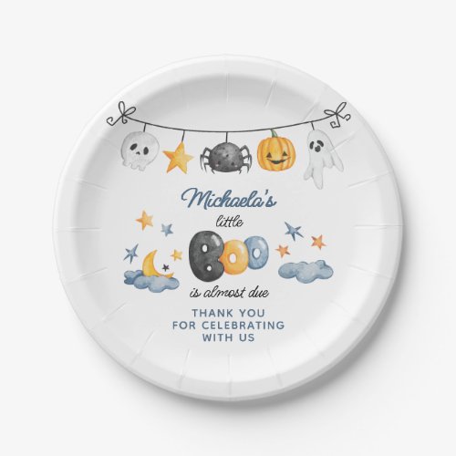 Little Boo Is Almost Due Halloween Baby Shower Paper Plates