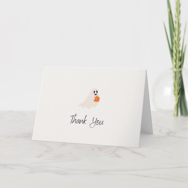 Little Boo Is Almost Due Halloween Baby Shower Thank You Card (Front)