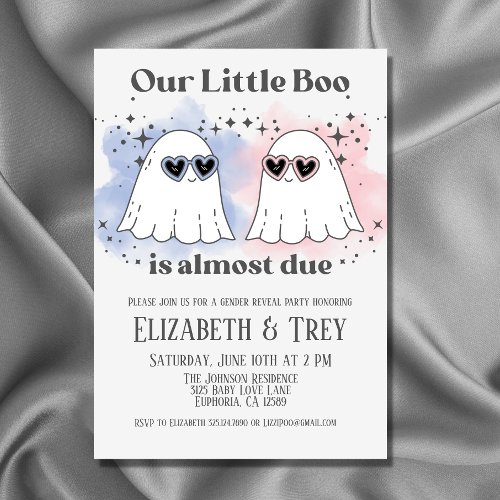 Little Boo is Almost Due Halloween Gender Reveal Invitation