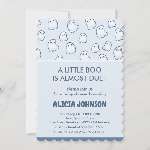 Little boo is almost due Halloween Invitation