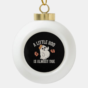 Little Boo Is Almost Due Halloween Pregnancy Annou Ceramic Ball Christmas Ornament