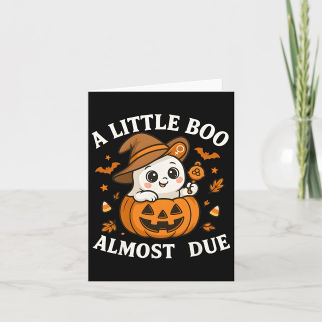 Little Boo Is Almost Due Halloween Pregnancy Revea Card (Front)