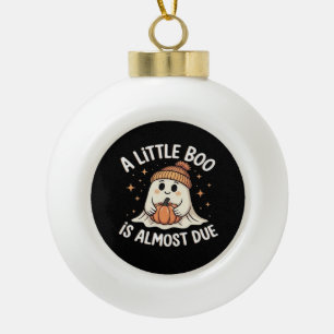 Little Boo Is Almost Due Halloween Pregnancy Revea Ceramic Ball Christmas Ornament