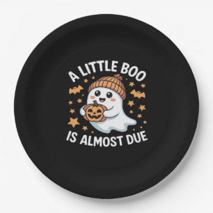 Little Boo Is Almost Due Halloween Pregnancy Revea Paper Plates