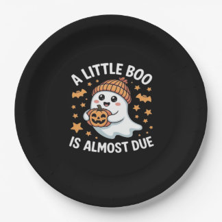 Little Boo Is Almost Due Halloween Pregnancy Revea Paper Plates