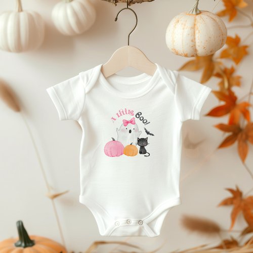 Little Boo is almost due pink baby shower Baby Bodysuit