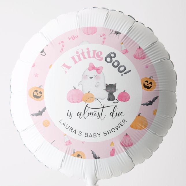 Little Boo is almost due pink baby shower Balloon (Front)