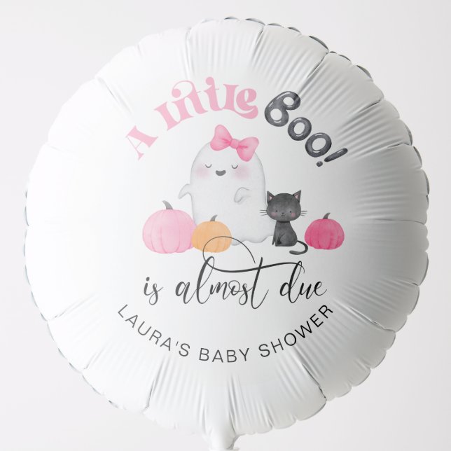 Little Boo is almost due pink baby shower Balloon (Front)