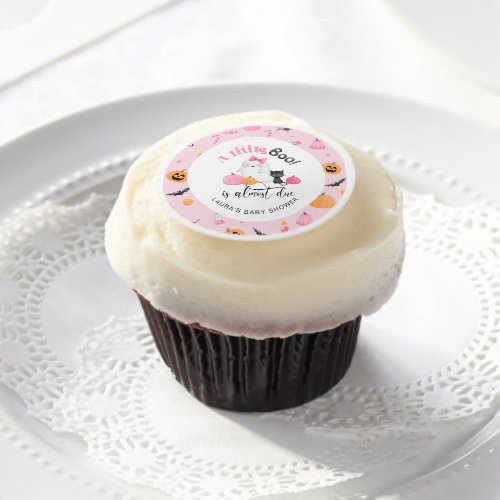 Little Boo is almost due pink baby shower Edible Frosting Rounds