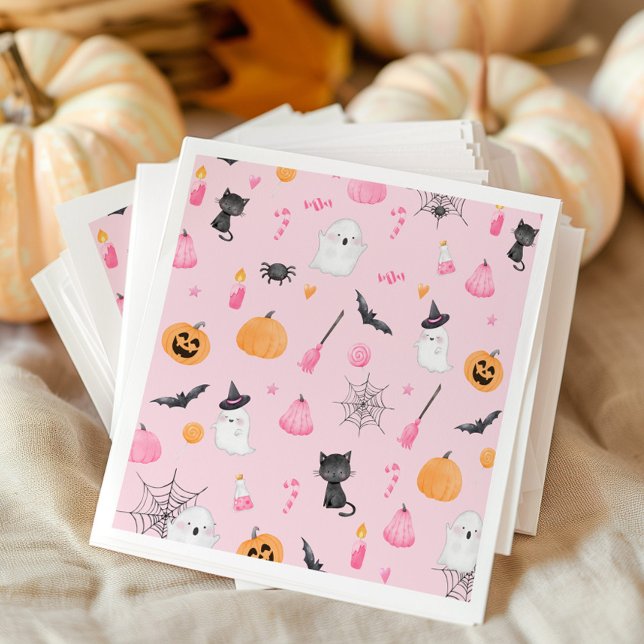 Little Boo is almost due pink baby shower Napkins (Creator Uploaded)