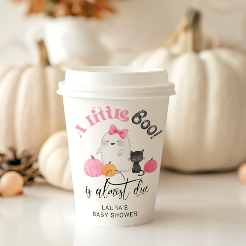 Little Boo is almost due pink baby shower Paper Cups