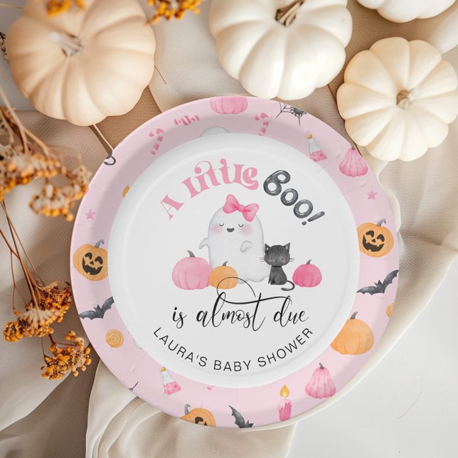 Little Boo is almost due pink baby shower Paper Plates (Creator Uploaded)