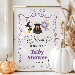Little Boo is Due clothesline Baby Shower Welcome Poster