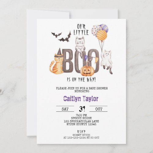 Little Boo is on the way Halloween Baby Shower Invitation