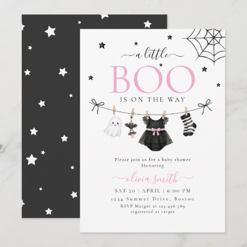 Little Boo Is On the Way Hlloween Baby Shower Invitation