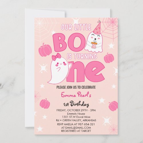 Little Boo is Turning One Halloween First Birthday Invitation