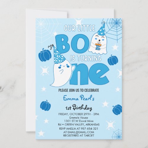 Little Boo is Turning One Halloween First Birthday Invitation