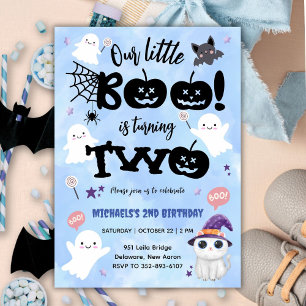 Little Boo Is Turning TWO Halloween 2nd Birthday Invitation