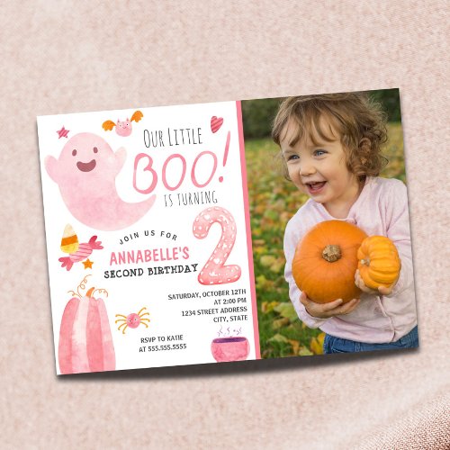 Little Boo is Turning Two Halloween Birthday Invitation