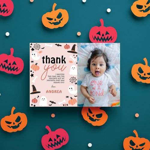 Little Boo is Turning Two Spooky 2nd Bday Photo Thank You Card