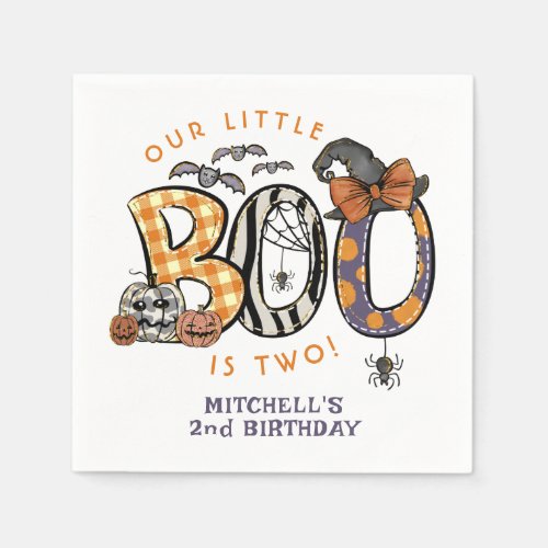 Little Boo Is Two Halloween 2nd Birthday Napkins