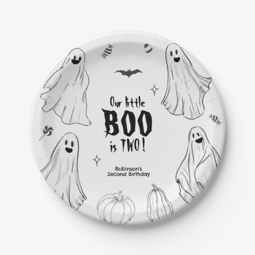 Little Boo Is Two Halloween 2nd Birthday Paper Plates
