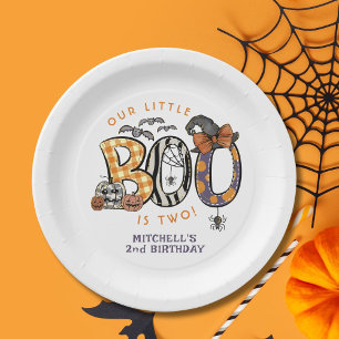 Little Boo Is Two Halloween 2nd Birthday Paper Plates