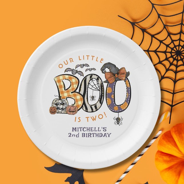 Little Boo Is Two Halloween 2nd Birthday Paper Plates (Creator Uploaded)