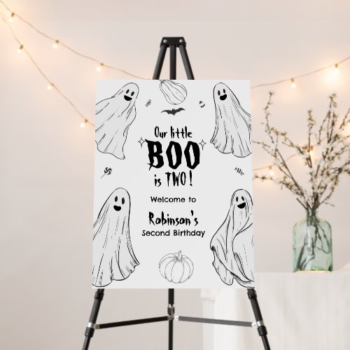Little Boo Is Two Halloween 2nd Birthday Sign