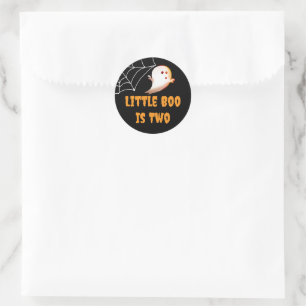 Little Boo Is Two Halloween Birthday Party Favor Classic Round Sticker
