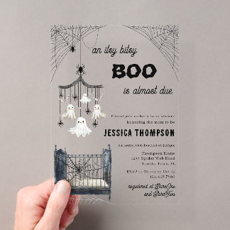 Little Boo Itsy Bitsy Spider Halloween Baby Shower Acrylic Invitations