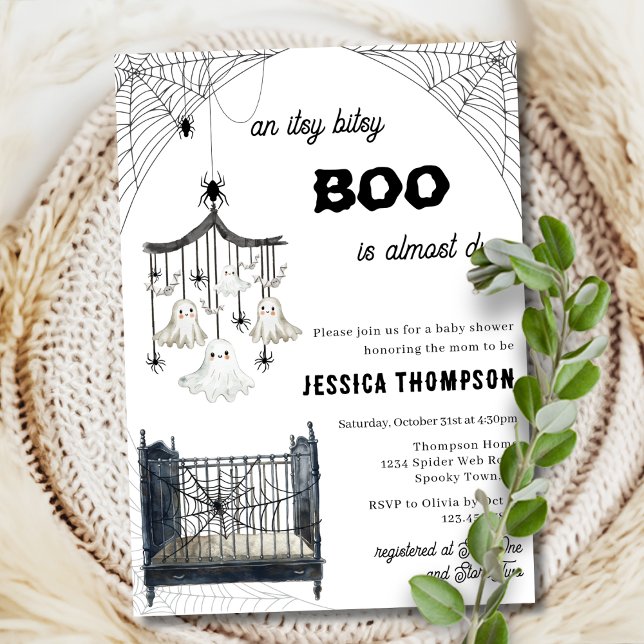 Little Boo Itsy Bitsy Spider Halloween Baby Shower Invitation (Creator Uploaded)