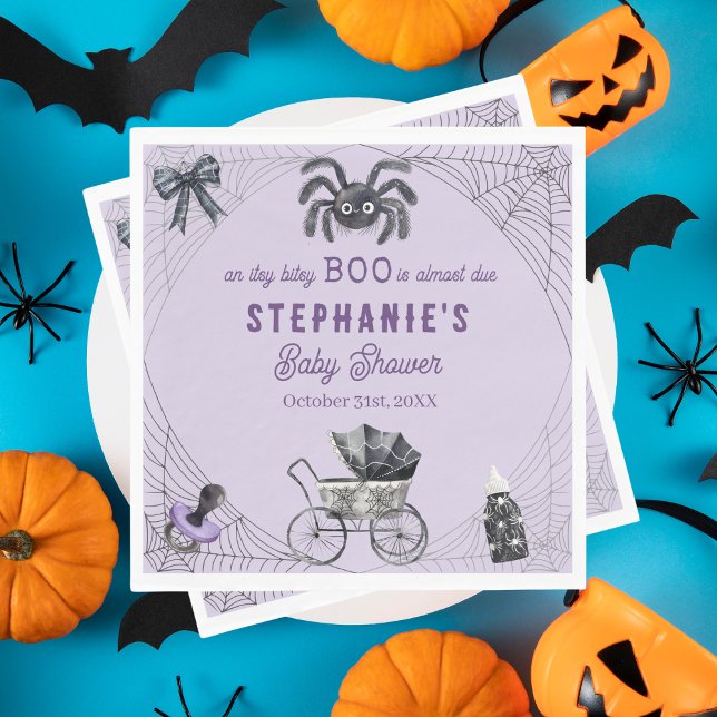 Little Boo Itsy Bitsy Spider Halloween Baby Shower Napkins (Creator Uploaded)