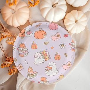 Little Boo Lilac Whimsical Books Baby Shower Paper Plates