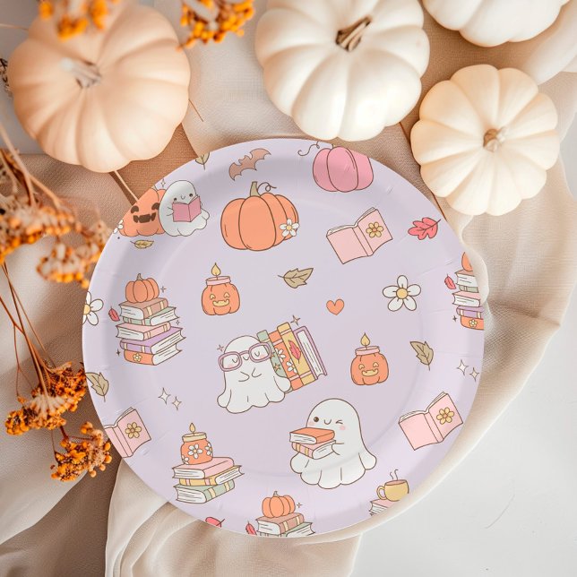 Little Boo Lilac Whimsical Books Baby Shower Paper Plates (Creator Uploaded)